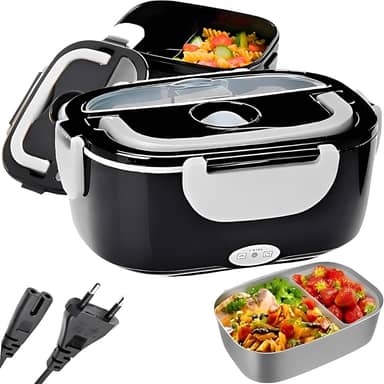 Marmita Elétrica Portátil 1,5L com Aquecimento Rápido e Tampa com Trava – Duas Divisórias Internas Removíveis – BiVolt 110V/220V – Ideal para Casa, Trabalho e Escritório