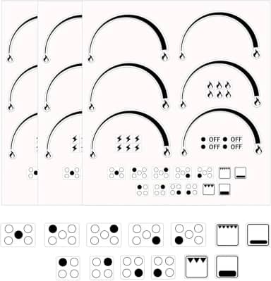 Anel Indicador de Chama Adesivo de Fogão Decalque 3 Peças Anel Indicador de Chama Etiquetas de Fogão Substituição de Forno Símbolos para Queimador Cooktop Para-Choktop Fogão Fogão Marcações Top (Preto