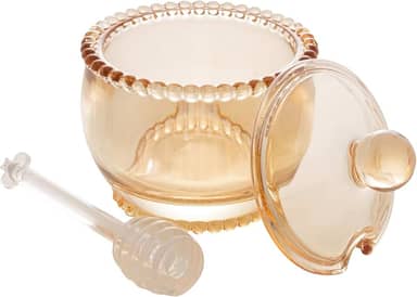 WOLFF - Meleira de Cristal com Pegador Âmbar Metalizado 10cm x 10cm x 11,5cm - Linha Pearl