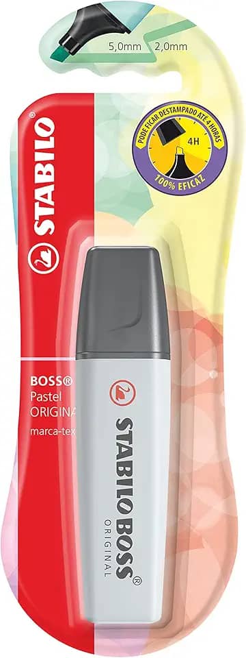 Marca Texto - STABILO BOSS ORIGINAL Pastel – Pacote com 1 unidade – Cinza