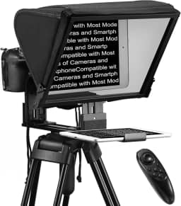 INMEI Teleprompter TX12P com controle remoto de aplicativo, teleprompter de metal de 14 polegadas, compatível com iPad, smartphone, câmera DSLR, dobrável com estojo de transporte, fácil de montar