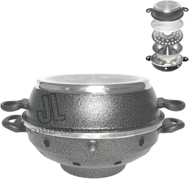 Churrasqueira Multiuso Vigorosa Para Fogão 4 Em 1 N30 Bolo Pão Pizza Grelhados Churrasco Tacho (Preta)