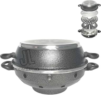 Churrasqueira Multiuso Vigorosa Para Fogão 4 Em 1 N30 Bolo Pão Pizza Grelhados Churrasco Tacho (Preta)