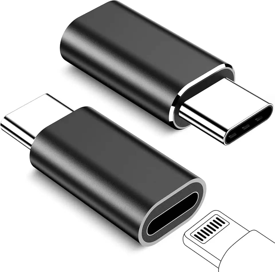 Adaptador Lightning fêmea para USB C macho 2 unidades, suporta carregamento rápido e transferência de dados de 60 W PD, adaptador USB C para Lightning para iPhone 15 Pro Max Plus, Samsung, iPad