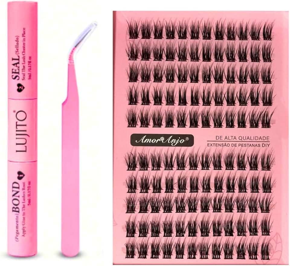 Kit Completo de Cílios Tufinhos Magnéticos Rosa Amor & Anjo com Cola, Pinça e Selador (05)