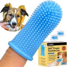 Jasper Escova de dentes para cães 360º – Design ergonômico – Cerdas completas para limpeza fácil para cães, gatos e animais de estimação – Conjunto de 2, azul claro