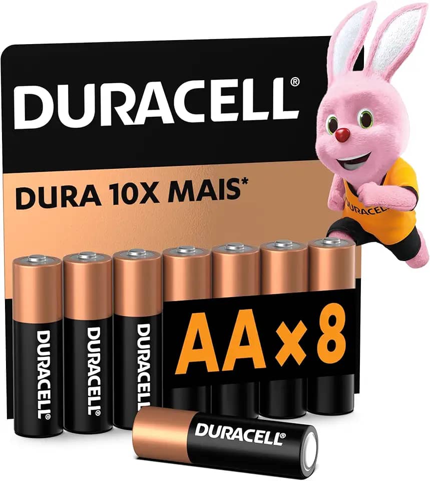 Duracell Pilha Alcalina AA Pequena Com 8 Unidades