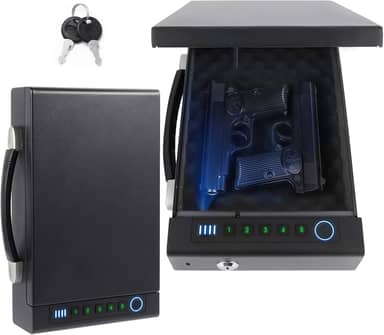 Seguro para arma biométrica de impressão digital para revólver, 3 métodos de acesso rápido, com impressão digital/PIN/chave digital, adequado para armários de cabeceira, guarda-roupas e cofres de