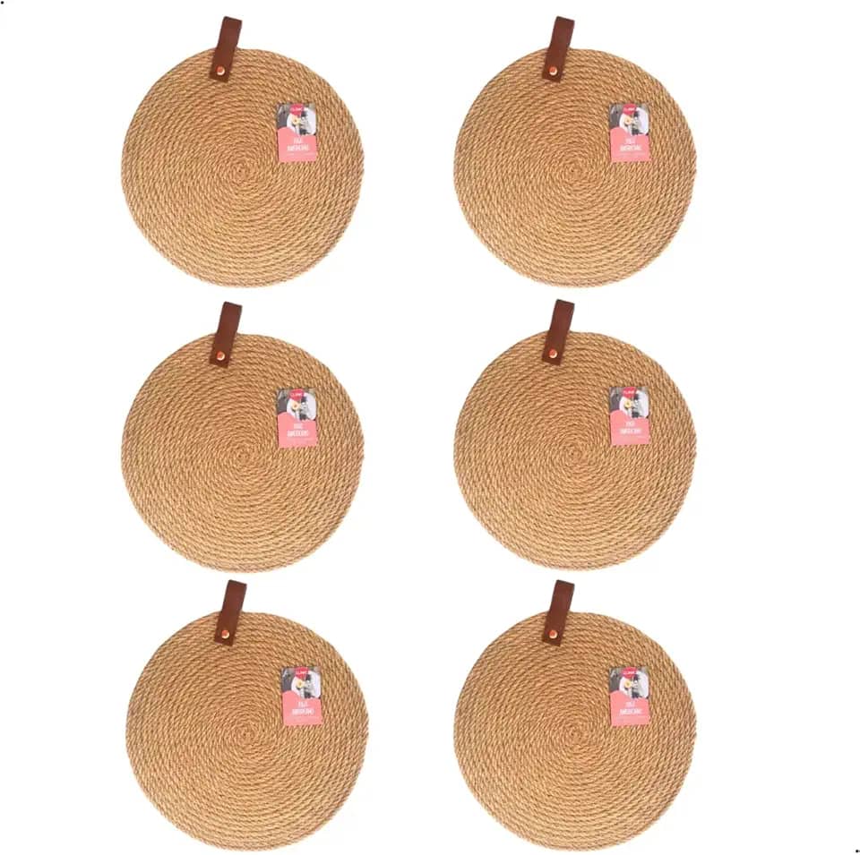 Kit 6 Jogo Americano Palha Linho Natural Mesa Jantar Boho