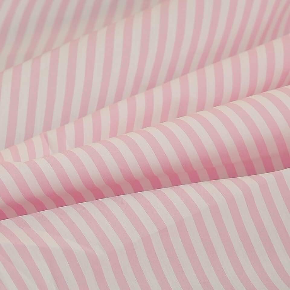 Tecido de mistura de algodão, padrão de listras de cor rosa e branco tingido, tecido de algodão para vestido, camisa, saia, ternos, 139,7 cm de largura, artesanato por The Yard