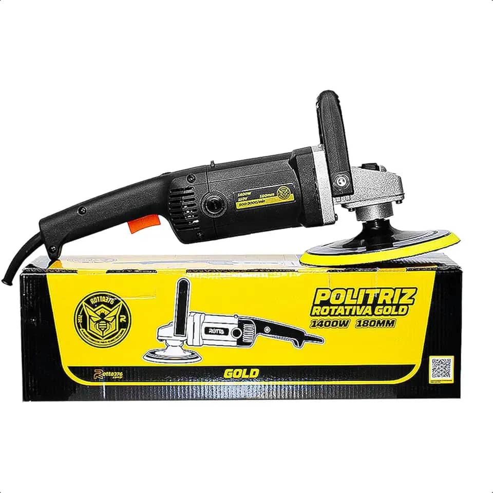Politriz Rotativa Gold 1400W Disco 180mm 110V Velocidade Variável 500–3000 rpm Profissional Automotivo Náutico Industrial - Rotta376