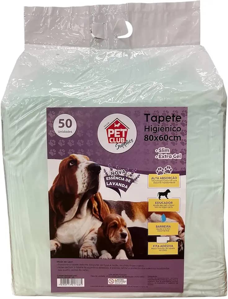 Tapete Higiênico Pet Club Lavanda 80X60 cm 50 unidades