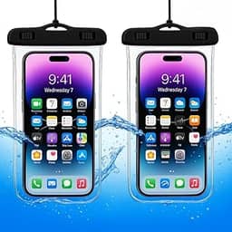Kit com 2 capas impermeáveis, a Prova D'Água para celular, iphone, até 6.5', com alça universal, Proteção IPX8, Ideal para Praia Trilhas Piscina Viagens (Cores Sortidas) – Qualidade Premium LNSTORE