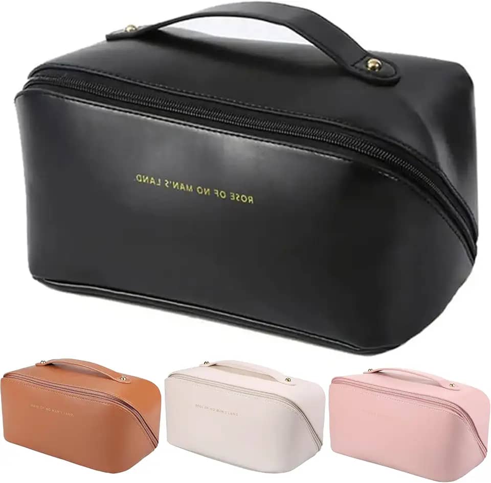 Necessaire Feminina Bolsa Cosmética Organizador Estojo de Maquiagem Grande Espaçosa Blogueira - Marca VIBRANT ® (Preta)