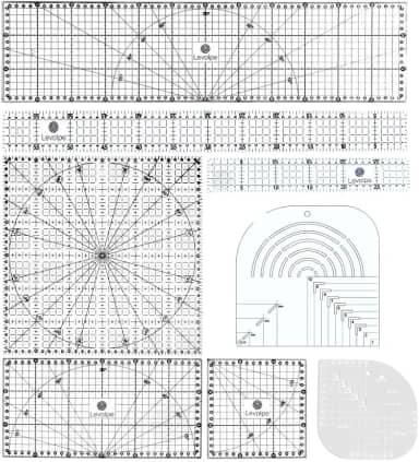 Kit 8 Réguas Patchwork Scrapbook 5x30 5x60 30x30 Caixa de Leite