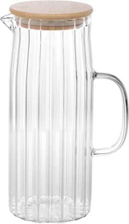 WOLFF - Jarra de Vidro com Tampa em Bambu - 1,2 Litro - Transparente