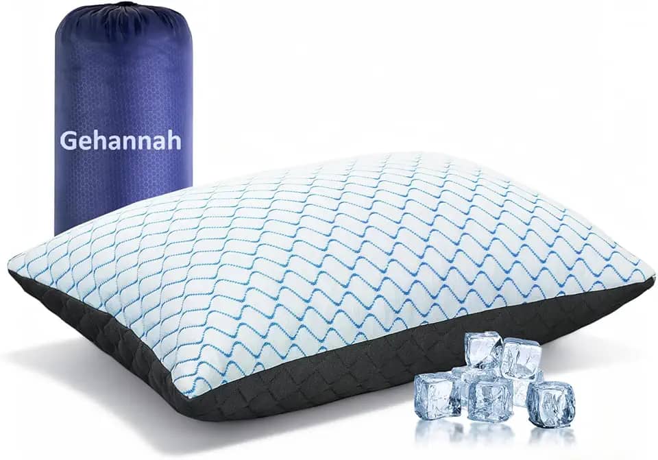 Gehannah Travesseiro de viagem – Pacote grande com 1 almofada de acampamento compressível para dormir – Espuma viscoelástica desfiada com 1 bolsa de armazenamento – Suporte para adultos, crianças