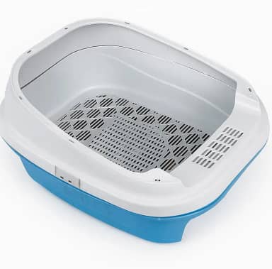 Bandeja Furba Caixa de Areia Gato Lillos Pet - Sistema Peneira, Limpeza Facil e Higienica (Azul)