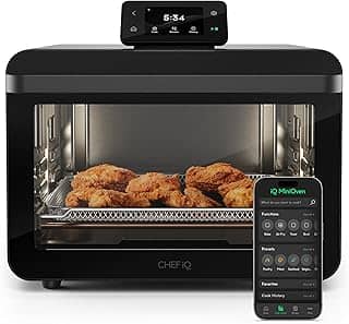 CHEF iQ MiniOven Smart Toaster Oven Air Fryer Combo, forno de convecção de bancada 11 em 1, assar, grelhar, fritar ao ar, grelhar, desidratar, 1750W, capacidade de 25 Qt, cozimento rápido com