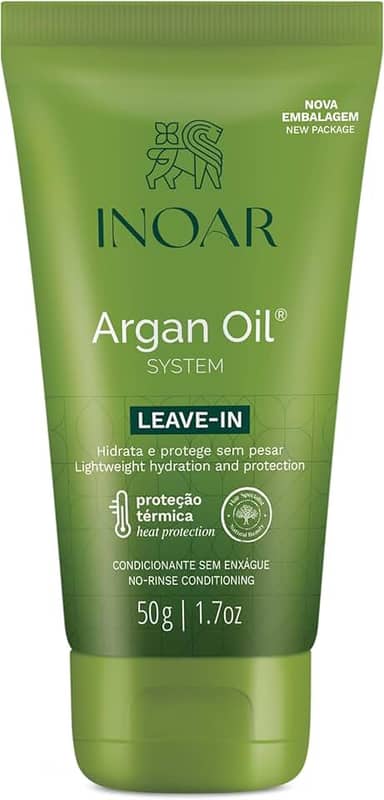 Inoar, Leave-in Argan Oil – Hidratação, Brilho e Ação Antifrizz com Óleo de Argan para Todos os Tipos de Cabelo - 50g