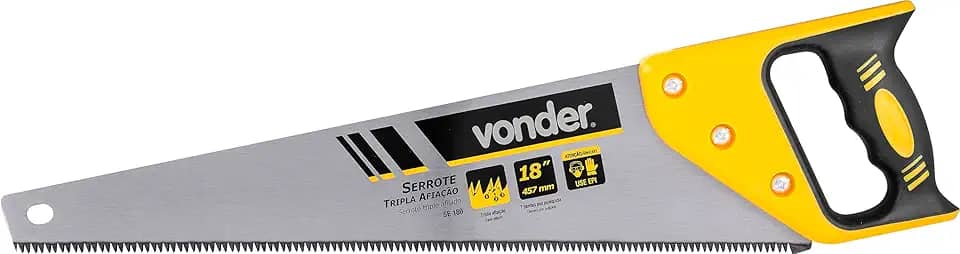 Serrote 18', Aço Carbono, Tripla Afiação, Cabo Plástico Emborrachado, Se 180, Vonder.
