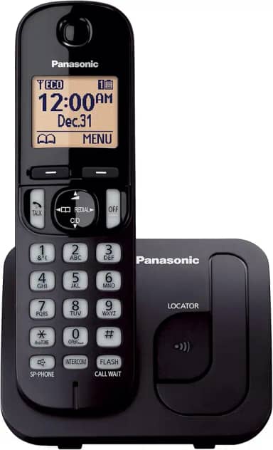 Panasonic Telefone sem fio, tela retroiluminada de 4 cm, bloco de chamadas, viva-voz, 10 horas de tempo de conversação, 1 aparelho - KX-TGC200B (preto)