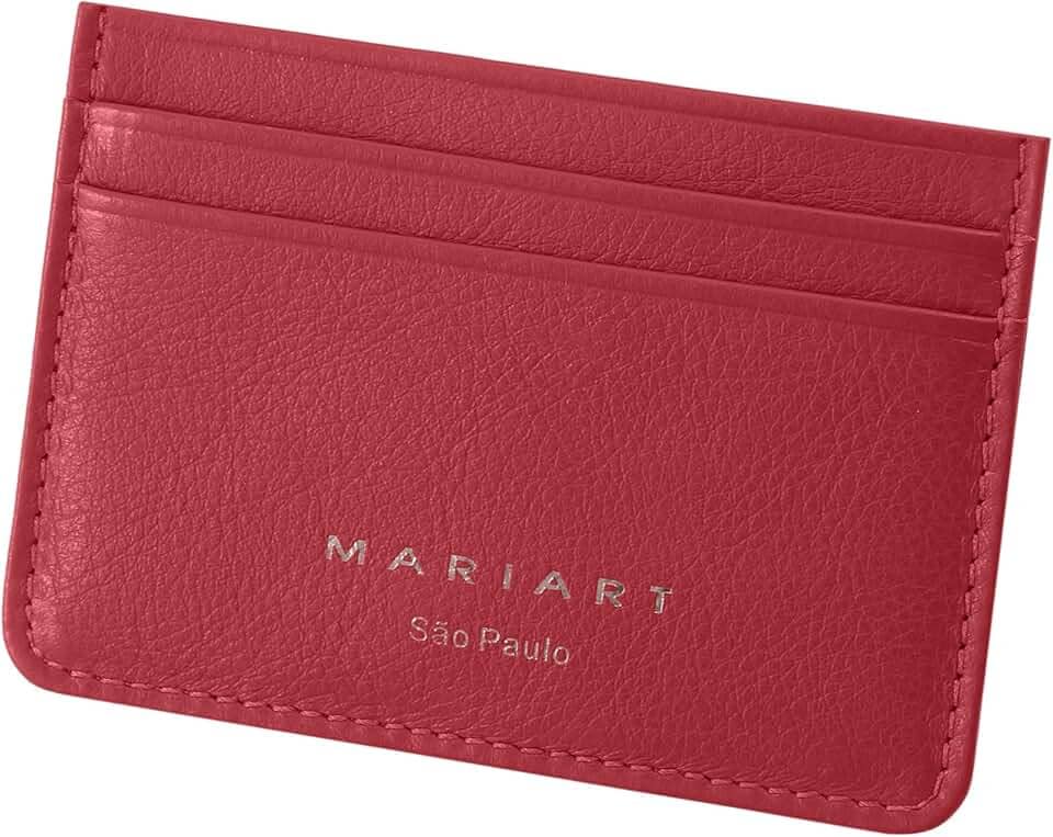 Babaçu Porta-Cartão Feminino de Couro Bovino Legítimo P/CNH, Cartões e Notas Dobradas (Vermelho Scarlet)