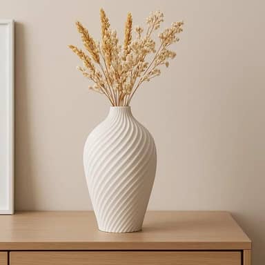 Vaso Alto Flores Secas - Decoração moderna (Branco, 19cm)