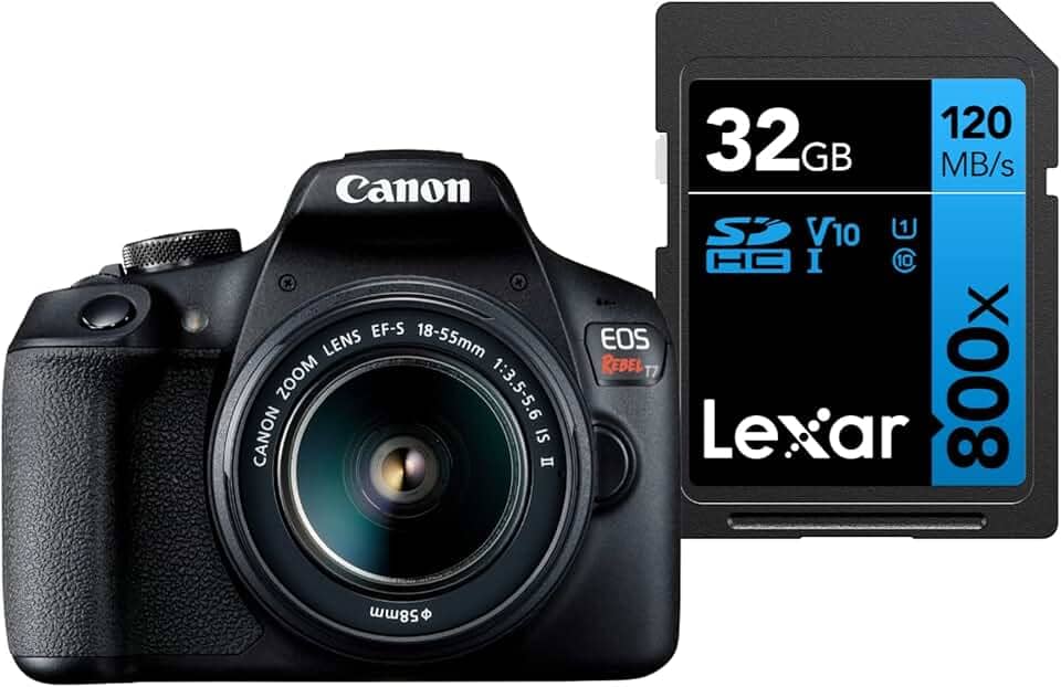Câmera Digital Canon EOS Rebel T7+ S18-55 IS II BR kit com Cartão de Memória Lexar Blue 32GB