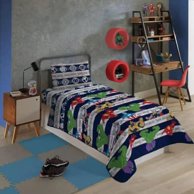 Lepper, Edredom Avengers Solteiro Infantil Dupla Face Microfibra Lepper