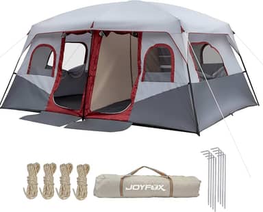 Barraca Camping Família Acampamento 8 10 Pessoas com Grande Varanda, 2 Quartos 1 Sala de Estar, Tenda Família à Prova D'água