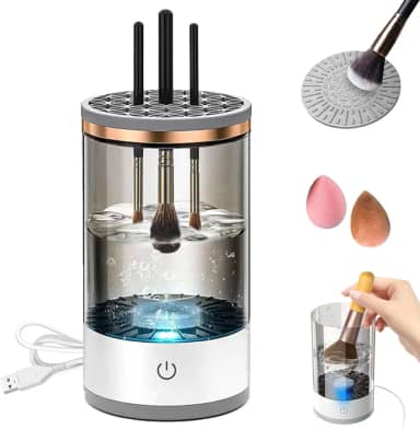 YUYAO Limpador elétrico de pincéis de maquiagem | Máquina de limpeza de pincéis de maquiagem - Limpador e secador automático, limpeza profunda e secagem rápida, para todos os tamanhos, limpador de
