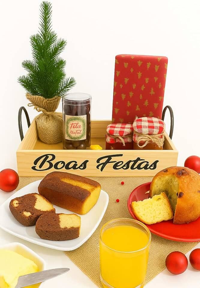 Bandeja em Madeira para Café da Manhã, presente e decoração 40 X 27 CM