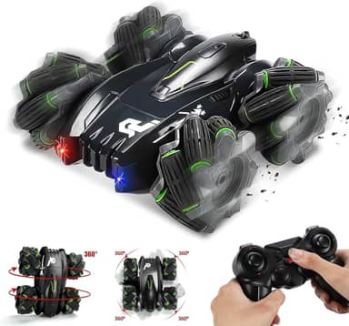 Carro de Controle Remoto para Crianças, Carro RC com Luzes LED e Efeitos Sonoros, Acrobacias Off-road de 2,4 GHz RC, Carro Recarregável com Rotação de 360°, Brinquedo para Crianças de 3 a 12 Anos.
