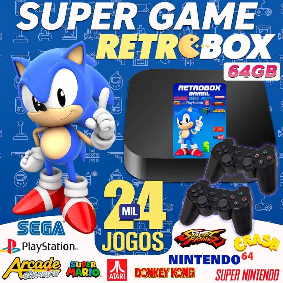 Vídeo Game Retro Gamer Box 24000 Jogos + 2 Controle Usb