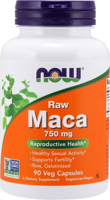 Now Foods Raw Maca 750 mg 6:1, 90 cápsulas