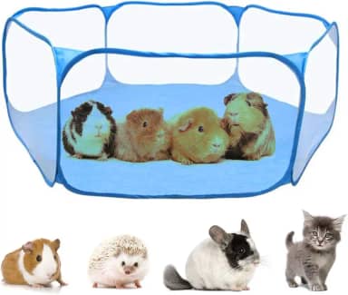 RYPET cercadinho de porquinho da Índia – cercadinho respirável e transparente para exercícios ao ar livre/interno, cerca de quintal portátil para porquinho da Índia, coelhos, hamster, chinchilas e porcos-espinhos