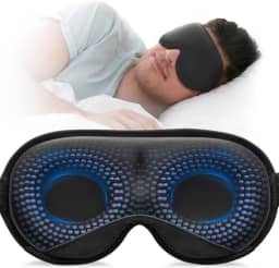 Máscara de dormir YFONG, pesada (120 g), máscara 3D bloqueadora de luzes, máscara de alívio de pressão para os olhos, para sono noturno com alça ajustável, para viagem, soneca e ioga, preta