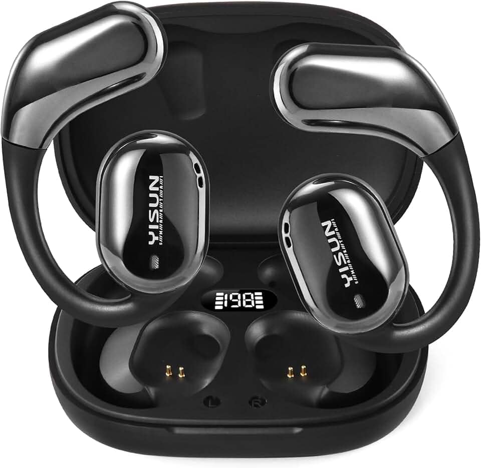 YISUN Fones de ouvido de tradução em tempo real, tradutor de IA com tradução de 163 idiomas e acentos, fones de ouvido sem fio OWS bateria longa para viagens, negócios, aprendizagem, iOS Android