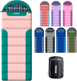 Saco de dormir com forro de flanela de algodão para adultos, adolescentes, crianças, clima frio e quente, 3 estações, equipamento essencial de acampamento compacto leve, caminhadas, atividades ao ar