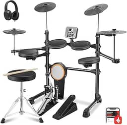 Bateria Eletronica, Bateria Eletrônica com 5 Tambores e 4 Pratos, Bateria Portátil para Prática de Jazz, Adequada para Iniciantes