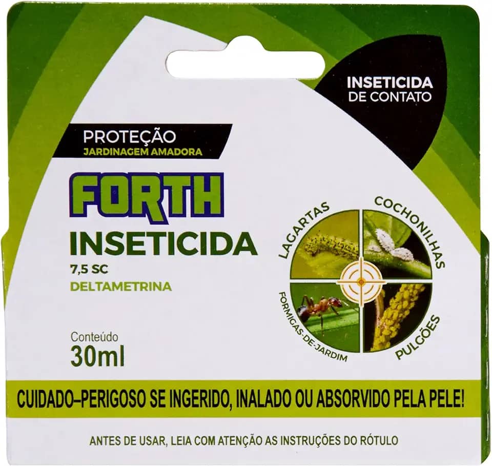 Forth Inseticida, Líquido, Defensivo, Deltametrina, Concentrado, Contra Lagartas, Formigas de Jardim, Cochonilhas, Pulgões, Frasco, 30ml