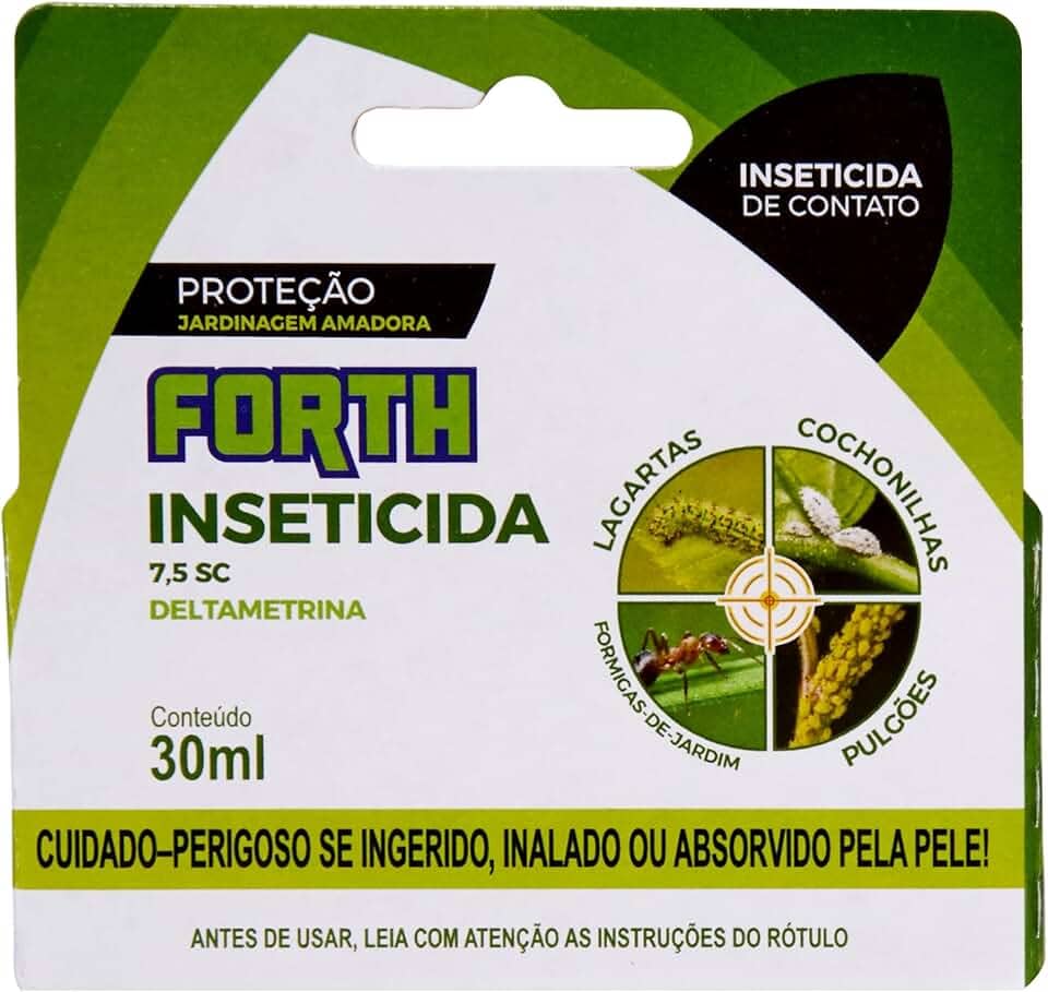 Forth Inseticida, Líquido, Defensivo, Deltametrina, Concentrado, Contra Lagartas, Formigas de Jardim, Cochonilhas, Pulgões, Frasco, 30ml