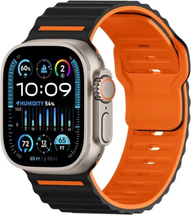 Getino Pulseira masculina Ocean Watch Ultra 2/Ultra, de silicone macio para Apple Watch de 49 mm, 46 mm, 45 mm, 44 mm e 42 mm, pulseira esportiva para Apple Watch séries 10, 9, 8, 7, 6, 5, 4, 3, 2 e 1