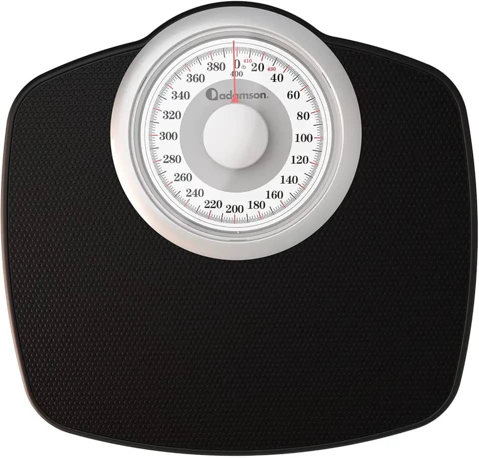 Adamson Balanças A25W para Peso Corporal-Até 400 Lb-Mostrador de 5,3" Em Plataforma de 12,4" X 10,2"-Superfície de Borracha Antiderrapante-Balança de Banheiro Analógica de Alta Precisão-Durável com Ga