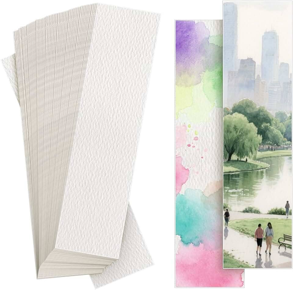 VOKOY 100 peças de marcadores em branco de papel aquarela de algodão, 63,5 kg, cartões de papel de aquarela pesados, marcadores de livro faça-você-mesmo para projetos de arte, etiquetas de presentes