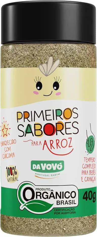 Da Vovó, Temperinho completo, Primeiro sabores, Para arroz, Enriquecido com Cúrcuma, Ideal para bebês e crianças, Orgânico, 40 Gramas