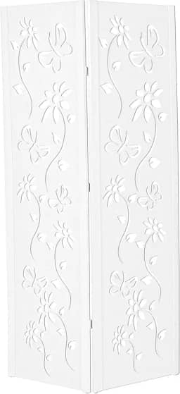 Biombo Pintado Divisoria Separador de Ambiente MDF Preto ou Branco (Branco, 2 Floral)