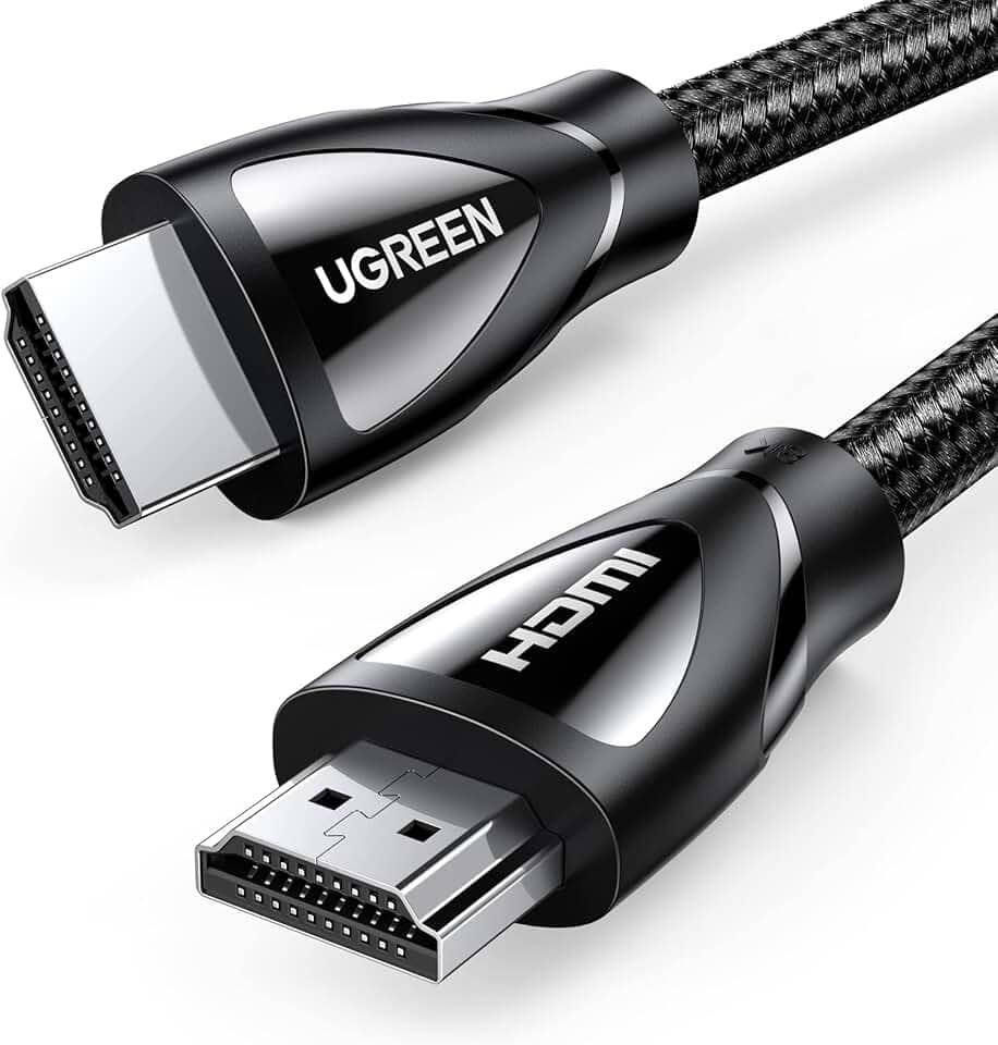 UGREEN Cabo HDMI 8K 2.1 16FT, cabo HDMI trançado de ultra alta velocidade de 48 Gbps 10K 8K @ 60 Hz 4K @ 240 Hz, eARC HDR10 HDCP 2.2 e 2.3, cabo HDMI compatível com PS5 / Xbox Series X/Roku
