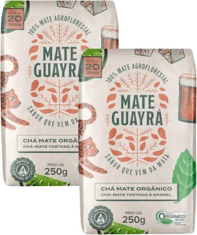 Kit 2 Chá Mate Erva Mate Guayra Tostado Orgânico 250 gramas Gelado ou Quente (CHÁ MATE)